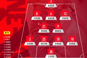 U17国足vs阿森纳U17首发：邝兆镭、赵松源、潘朝伟、周雨诺先发