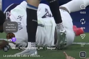 倒地后被对手踢后背！维尼修斯发文讽刺：给维尼修斯黄牌