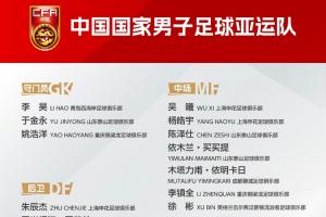 足协公布U23亚运会集训名单！泰山中卫史松宸入选，其余23人相同