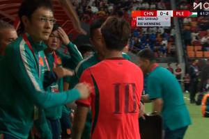第62分钟，谢文能替补登场，换下韦世豪