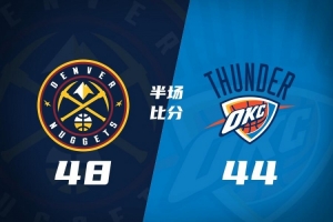 半场战报-掘金48-44领先雷霆 戈登12分 约基奇13中3 亚历山大7中0